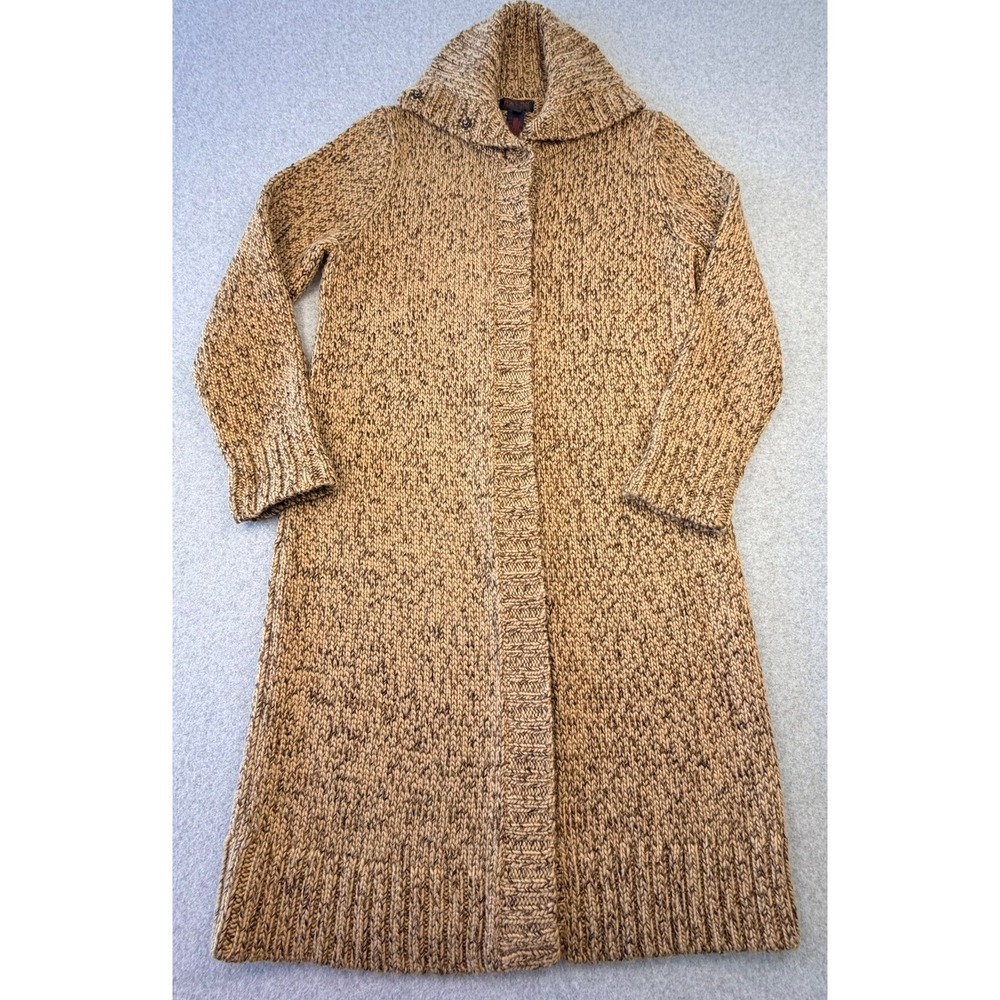 Ralph Lauren Heavy Wool Blend Marled Knit Magnetic Button Long Cardigan Large